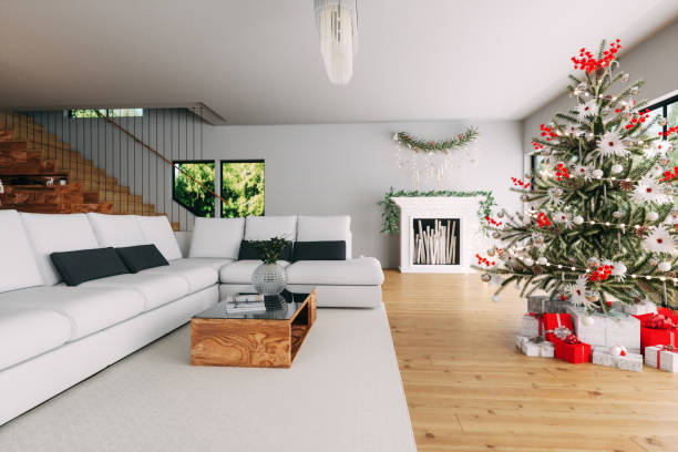 A decorated minimalist living room